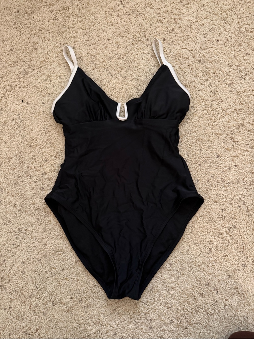Shade & Shore Black One-Piece Swimsuit with White Trim